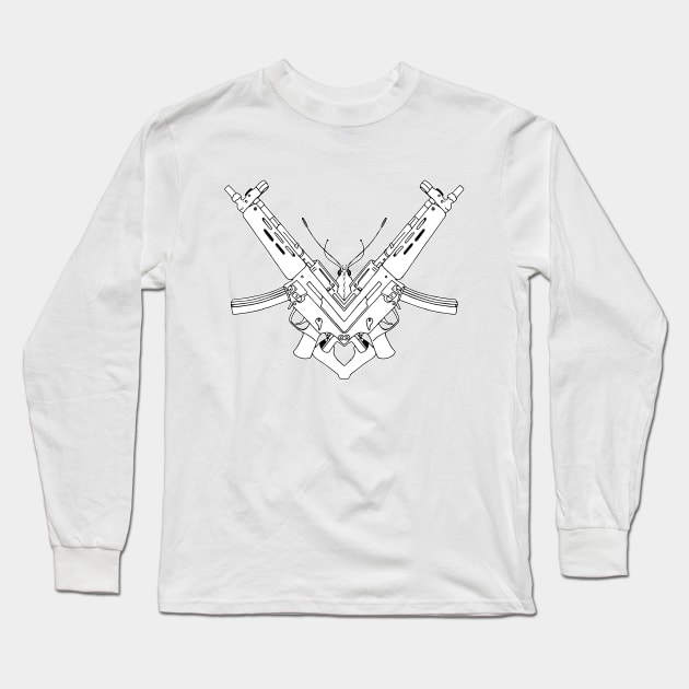 MP5 Butterfly Submachine Long Sleeve T-Shirt by euglenii